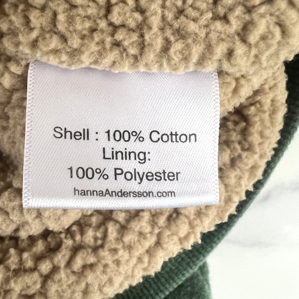 Hanna Andersson Boys Faux Shearling Lined Hoodie, Forest Green, Size 6-7 - Picture 5 of 6